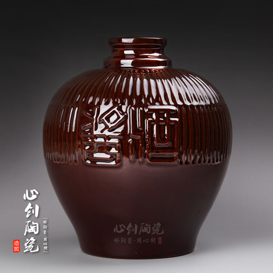 5斤裝紅釉大口醬香陶瓷酒壇